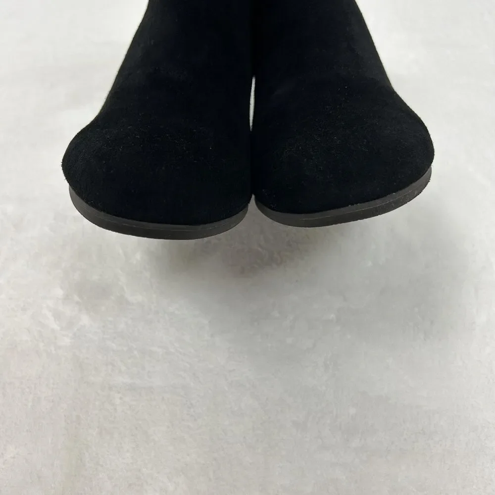 Vionic Boots Womens Size 10 Black Perk Whitney Ankle Booties Suede Zip Heeled